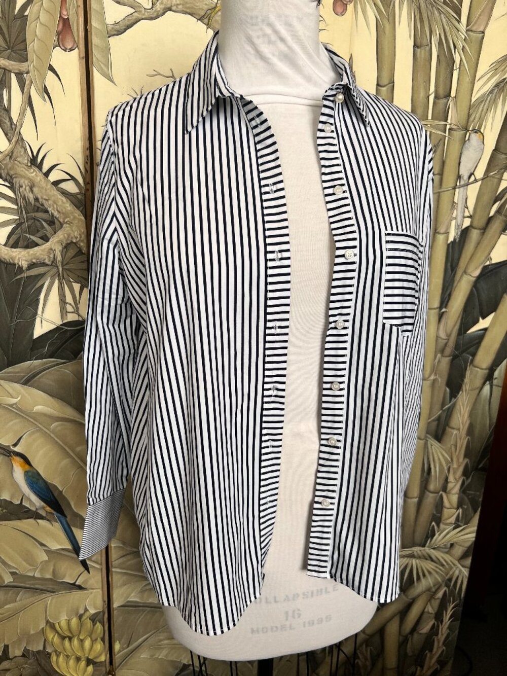 Zara black striped button down Denim Shirt